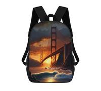 sinyumoney Golden Gate Bridge Zaino Scolastico Per Bambini Da 17 Pollici, Zaino Casual Da Viaggio Per Ragazzi E Ragazze, Zaino Da Giorno Di Grande Capacità 17inch