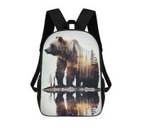 sinyumoney Golden Leone Majesty Zaini scolastici per bambini, borsa da scuola alla moda, borsa da scuola stampata 3D per ragazzi, studenti elementari e college, Bear Forest, 17"