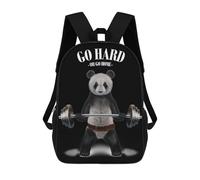 sinyumoney Golden Leone Majesty Zaini scolastici per bambini, borsa da scuola alla moda, borsa da scuola stampata 3D per ragazzi, studenti elementari e college, Giant Panda Weightlifting, 17"