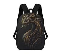 sinyumoney Golden Line Dragon Zaini, Zaino Per Bambini, Borsa Scolastica Per Studenti, Zaini Da Viaggio Stampati in 3D, Zaino Accessorio Moda, Zaini Impermeabili Per Bambini 17inch