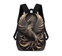 sinyumoney Golden Phoenix Artwork Zaini Per Bambini, Borsa Scolastica Stampata in 3D, Zaino Per Bambini, Zaini Da Viaggio, Borse Per Bambini, Borse Per Libri, Borsa Scolastica Per Bambini 17inch