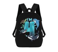 sinyumoney Golden Polygon II Zaino per bambini alla moda e divertente, Zaino per ragazzi e adolescenti, borsa da scuola stampata 3D per ragazzi, 4th Birthday Sea Animals, 17"