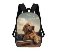 sinyumoney Golden Retriever Cabriolet Zaini, Zaino Per Bambini, Borsa Scolastica Per Studenti, Zaini Da Viaggio Stampati in 3D, Zaino Accessorio Moda, Zaini Impermeabili Per Bambini 17inch