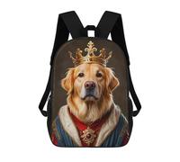 sinyumoney Golden Retriever Dog King Zaino Scolastico Per Bambini, Stampato in 3D, Borsa Scolastica Alla Moda, Borsa Scolastica Casual Per Ragazzi, Studenti Delle Scuole Elementari E Medie 17inch