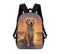 sinyumoney Golden Retriever Sunset Zaini, Zaino Per Bambini, Borsa Scolastica Per Studenti, Zaini Da Viaggio Stampati in 3D, Zaino Accessorio Moda, Zaini Impermeabili Per Bambini 17inch