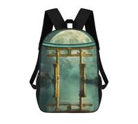 sinyumoney Golden Torii Gate Under Moon Zaino Scolastico Per Bambini, Stampato in 3D, Borsa Scolastica Alla Moda, Borsa Scolastica Casual Per Ragazzi, Studenti Delle Scuole Elementari E Medie 17inch