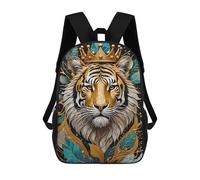 sinyumoney Golden Turtle Kintsugi Moon Zaino scolastico per adolescenti, stampa 3D, regolabile, con tasche alla moda, per bambini, ragazzi, ragazze, studenti e adolescenti, Tiger Golden Kintsugi, 17"