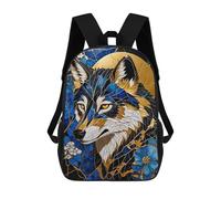 sinyumoney Golden Turtle Kintsugi Moon Zaino scolastico per adolescenti, stampa 3D, regolabile, con tasche alla moda, per bambini, ragazzi, ragazze, studenti e adolescenti, Wolf Art, 17"