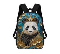 sinyumoney Golden Turtle Kintsugi Moon Zaino scolastico per adolescenti, stampa 3D, regolabile, con tasche alla moda, per bambini, ragazzi, ragazze, studenti e adolescenti, Panda Kintsugi Art, 17"