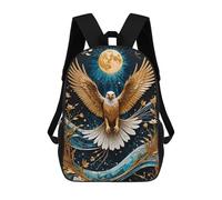 sinyumoney Golden Turtle Kintsugi Moon Zaino scolastico per adolescenti, stampa 3D, regolabile, con tasche alla moda, per bambini, ragazzi, ragazze, studenti e adolescenti, Golden Eagle Moon Kintsugi