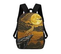 sinyumoney Golden Wolf Howling at The Moon Zaino Scolastico Stampato in 3D, Borse Scolastiche Per Ragazzi E Ragazze, Zaino Per Laptop Per Bambini/studenti/adulti 17inch