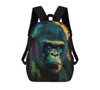 sinyumoney Gorilla Art Style 2 Zaino Scolastico Alla Moda Per Studenti, Adatto A Ragazzi E Ragazze, Ideale Per Viaggi All'aperto E Attività Ricreative. 17inch