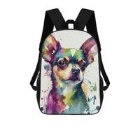 sinyumoney Gorilla Riding Motorcycle Zaino Scuola Per Bambini Borsa Scuola Stampa 3D Borsa Scuola Moda Per Ragazzi Studenti Di Scuola, Chihuahua Watercolor, 17"