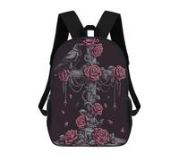 sinyumoney Gothic Raven And Roses Cross Zaino Per La Scuola Stampato in 3D Borsa Scolastica Per Ragazzi E Ragazze Zaino Per Bambini Zaino Da Viaggio 17inch