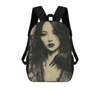 sinyumoney Great Wall Starry Night Zaino Bambino, Zainetto Stampato 3D Per Ragazzi E Adolescenti, Goth Giapponese Donna With Raven, 17"