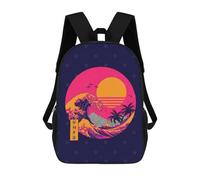 sinyumoney Great Wave Kanagawa Zaini Per Bambini Zaino Scolastico Borsa Scolastica Stampata in 3D Borsa Scolastica Per Ragazzi Studenti Delle Scuole Elementari E Medie 17inch