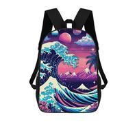 sinyumoney Great Wave Neon Dreams Zaini Per Bambini Zaino Scolastico Borsa Scolastica Stampata in 3D Borsa Scolastica Per Ragazzi Studenti Delle Scuole Elementari E Medie 17inch