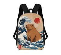 sinyumoney Great Wave Of Capybara Zaino Scolastico Per Bambini, Zaino Casual Da Viaggio Per Ragazzi E Ragazze, Zaino Da Giorno Di Grande Capacità 17inch