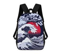 sinyumoney Great Wave with Cherry Blossom Zaino Scolastico Zaino Per Ragazze E Ragazzi Zaini Di Grande Capacità Zaino Per Bambini Borse Scolastiche Leggere Per Bambini E Studenti 17inch