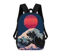 sinyumoney Great Wave with Red Sun Zaini Per Bambini, Zaini Scolastici, Borse Scolastiche Alla Moda Stampate in 3D Per Ragazzi, Studenti Delle Scuole Elementari E Medie 17inch