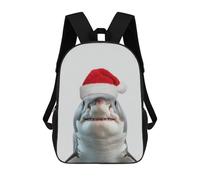 sinyumoney Great White Shark with Santa Hat Zaino Per Ragazzi, Studenti Adolescenti, Zainetti Per Ragazze, Borse Per Bambini, Scuola Elementare, Scuola Media, Borsa Per Libri 17inch