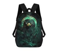 sinyumoney Green Eagle Falcon Bird with Moon Zaini Scolastici Per Bambini Stampati in 3D 17inch Zaini Scolastici Per Bambini Alla Moda Casual Ad Alta Capacità Borse Da Viaggio Per Libri