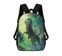 sinyumoney Green Space Cat Zaino Per Ragazzi, Studenti Adolescenti, Zainetti Per Ragazze, Borse Per Bambini, Scuola Elementare, Scuola Media, Borsa Per Libri 17inch