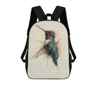 sinyumoney Grizzly Bear Painting Zaino Scuola per Bambini Stampato 3D Ideale Per Viaggi E Libri, Hummingbird - Charm per pittura, 17"