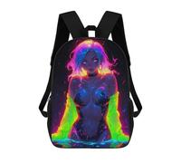 sinyumoney Guardian with Neon Wolf - Zaino scolastico per bambini, stampa 3D, alla moda e casual, per ragazzi, studenti elementari e college, Stile-11-1, 17"