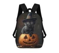 sinyumoney Halloween Black Cat Pumpkin Decoration Zaini Stampati in 3D Per Bambini, Zaini Scolastici, Borse Scolastiche, Zaini Alla Moda Per Ragazzi, Studenti Delle Scuole Elementari E Medie 17inch