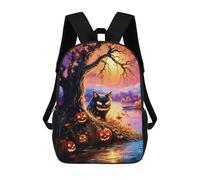 sinyumoney Halloween Cat by The Lake Zaino Per Bambini Borsa Scolastica Per Ragazzi Cartone Animato Stampa 3D Borsa Scolastica Per Studenti Zaino Per Laptop Per Ragazzi E Ragazze 17inch