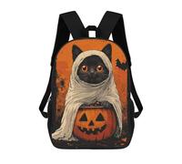 sinyumoney Halloween Cat Ghost Zaino Per La Scuola Stampato in 3D Borsa Scolastica Per Ragazzi E Ragazze Zaino Per Bambini Zaino Da Viaggio 17inch