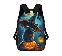 sinyumoney Halloween Cat on Pumpkin Zaino Per La Scuola Stampato in 3D Borsa Scolastica Per Ragazzi E Ragazze Zaino Per Bambini Zaino Da Viaggio 17inch