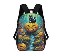 sinyumoney Halloween Forest with Black Cat Zaino Scolastico Stampato in 3D, Borse Scolastiche Per Ragazzi E Ragazze, Zaino Per Laptop Per Bambini/studenti/adulti 17inch