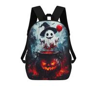 sinyumoney Halloween Ghost with CauldronZaino Scolastico Per Bambini, Zaini Stampati in 3D, Zaini Alla Moda Per La Scuola Elementare E Media Per Ragazzi. 17inch