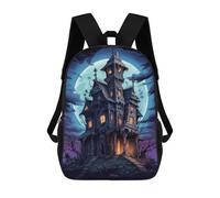 sinyumoney Halloween Haunted House Stampa Zaino Per Bambini, Borsa Scolastica Per Adulti E Bambini, Zaino Da Viaggio Per Tutti I Giorni 17inch
