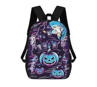 sinyumoney Halloween Haunted House Zaino Scolastico Per Bambini, Stampato in 3D, Borsa Scolastica Alla Moda, Borsa Scolastica Casual Per Ragazzi, Studenti Delle Scuole Elementari E Medie 17inch