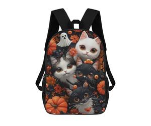 sinyumoney Halloween Kittens Zaino Scolastico Per Bambini, Borsa Scolastica Stampata in 3D Per Ragazzi, Studenti Delle Scuole Elementari E Medie 17inch