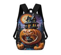 sinyumoney Halloween Pumpkin with Black Cat Zaini, Zaino Per Bambini, Borsa Scolastica Per Studenti, Zaini Da Viaggio Stampati in 3D, Zaino Accessorio Moda, Zaini Impermeabili Per Bambini 17inch