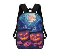 sinyumoney Halloween Pumpkins with Witch Hats Zaini Per Bambini, Zaini Scolastici Personalizzati 3D Per Ragazzi E Ragazze, Zaini Scolastici Grandi, Zaini Casual Da Giorno 17inch