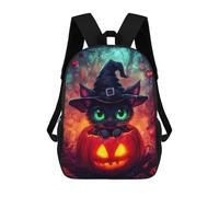 sinyumoney Halloween Witch Cat Zaino Scolastico Zaino Per Bambini Borsa Scolastica Di Grande Capacità Zaino Per Bambini Per La Scuola Zaino 3D Borsa Per Libri Regali Per Bambini 17inch