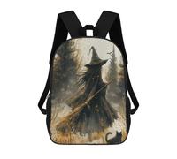 sinyumoney Halloween Witch with Black Cat Zaino Scolastico Impermeabile, Zaino Da Viaggio, Borsa Per Computer Per Uomo, Donna E Ragazzi Adolescenti 17inch