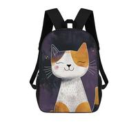 sinyumoney Happy And Cute Calico Cat Zaino Scolastico Stampato in 3D Per Bambini, Zaino Scolastico Casual Alla Moda Per Bambini Studenti 17inch