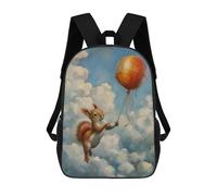 sinyumoney Happy Fox Drinking Tea - Zaino per la scuola per bambini, 43 cm, motivo anime stampato 3D, ideale per viaggi, viaggi e come borsa per la scuola, Funny Squirrel Balloon, 17"