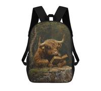 sinyumoney Happy Fox Drinking Tea Zaino Scuola Stampato 3D Per Ragazzi E Ragazze Zaino Per Computer Portatile Per Bambini/Studenti/Adulti, Highland Cow Nature Book, 17"