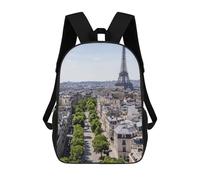 sinyumoney Hokkaido Nature Zaini scolastici per bambini, borsa da scuola alla moda, stampa 3D per ragazzi, studenti delle scuole elementari e college, Paris Street View With Eiffel Tower, 17"