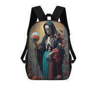 sinyumoney Holy Death with Rose Globe Zaino Scolastico Per Bambini, Borsa Scolastica Stampata in 3D Per Ragazzi, Studenti Delle Scuole Elementari E Medie 17inch