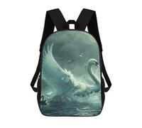 sinyumoney Horror Black Stork Zaino scolastico per adolescenti, stampa 3D, regolabile, con tasche alla moda, per bambini, ragazzi, ragazze, studenti e adolescenti, Mitologia Swan, 17"
