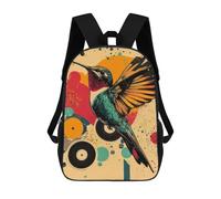 sinyumoney Hummingbird with Abstract Background Hummingbird Vibrant Poster Zaino Per La Scuola Stampato in 3D Borsa Scolastica Per Ragazzi E Ragazze Zaino Per Bambini Zaino Da Viaggio 17inch