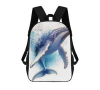 sinyumoney Humpback Whale Splash Zaino Scolastico Per Bambini Alla Moda Casual Zaini Per Bambini Stampati in 3D Borse Scolastiche Per Ragazzi Zaino Grande 17inch